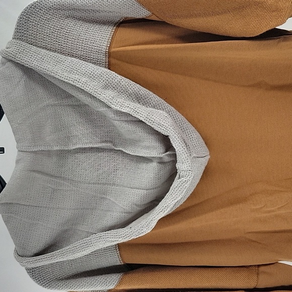 Tan Oversized Hoodie with Gray Accents - Picture 10 of 16